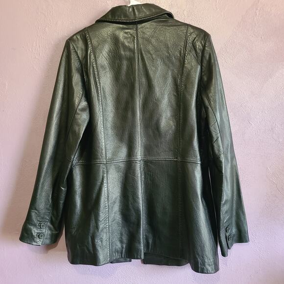 Kenneth Cole Reaction Y2K Soft Black Leather Lined Jacket Blazer Women's L - Picture 11 of 11